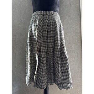 Vintage P Collections Houndstooth Pleated Midi Skirt 10 Made USA Preppy 90s